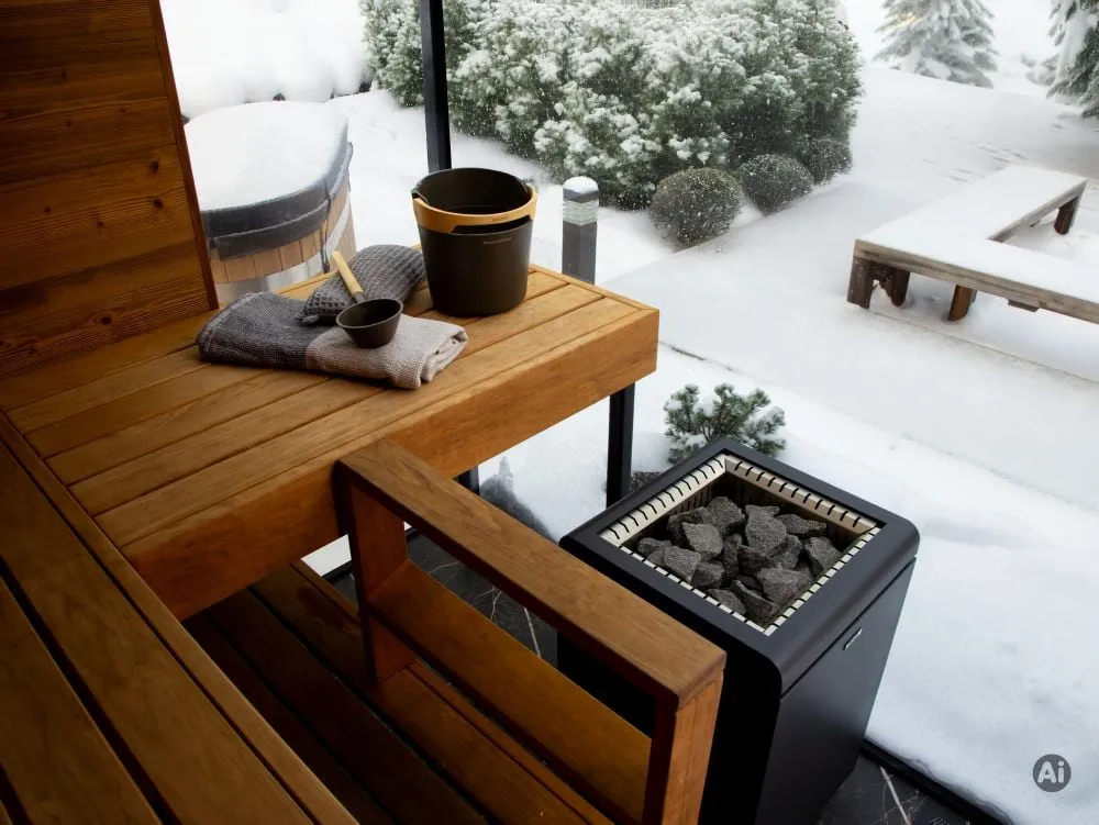 Harvia Concept R heater in a sauna interior