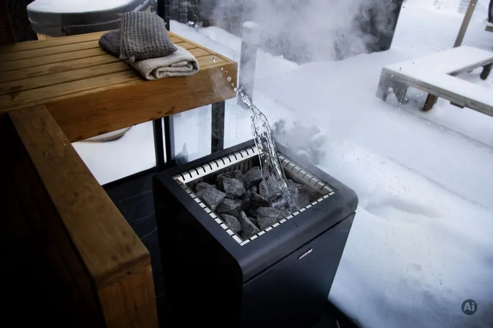 Harvia Concept R heater in a sauna interior