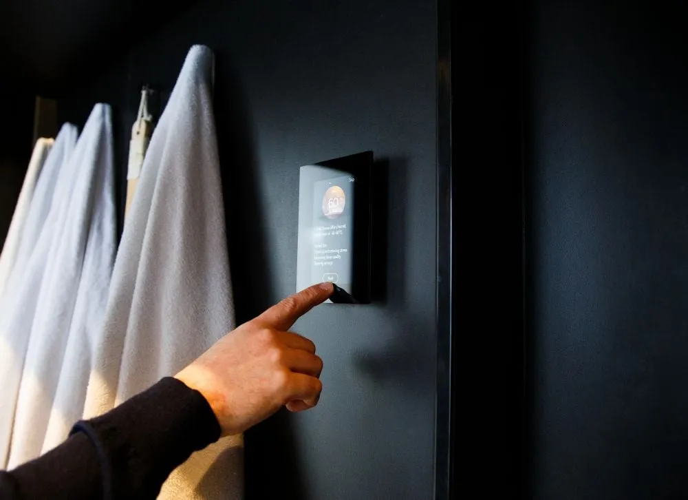 Harvia Fenix control panel mounted outside a sauna