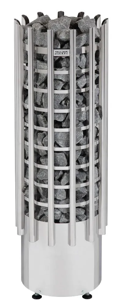 Harvia Glow E pillar heater in stainless steel, product photo