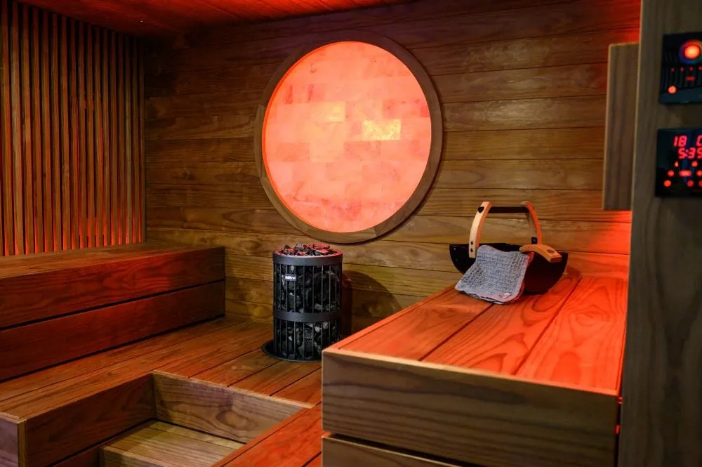 Harvia Legend heater in a sauna interior