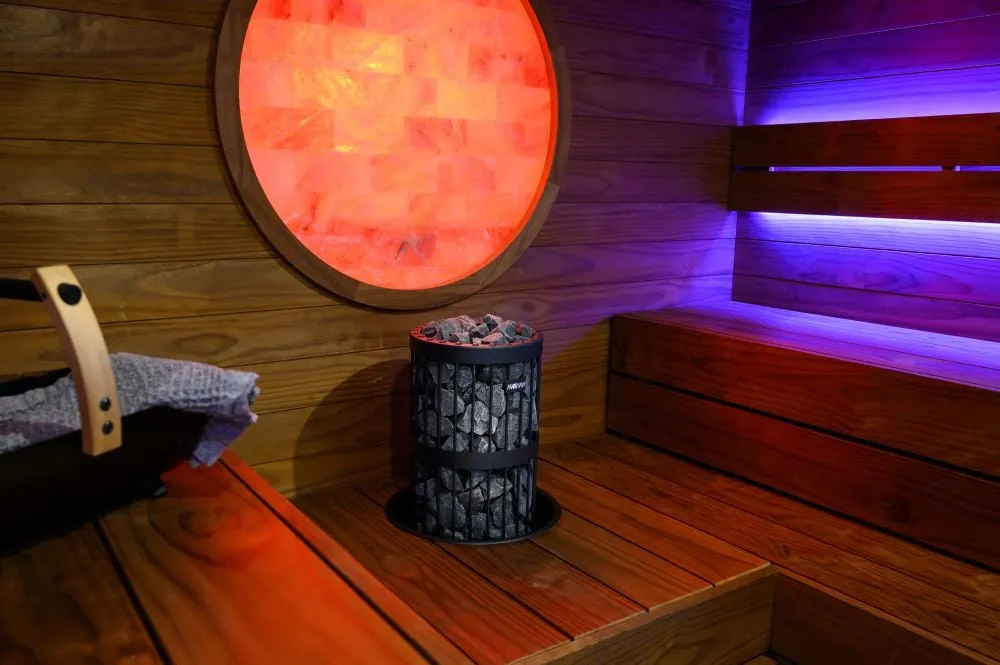 Harvia Legend heater in a sauna interior