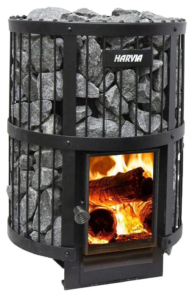 Harvia Legend 240 Vision wood-burning heater with large glass hatch, product photo