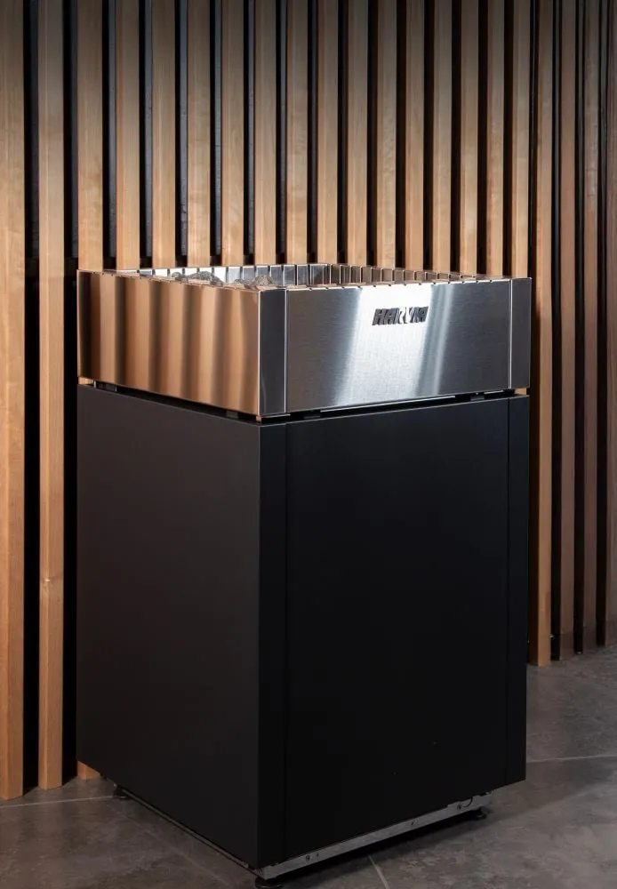 Harvia Qube heater in a sauna interior