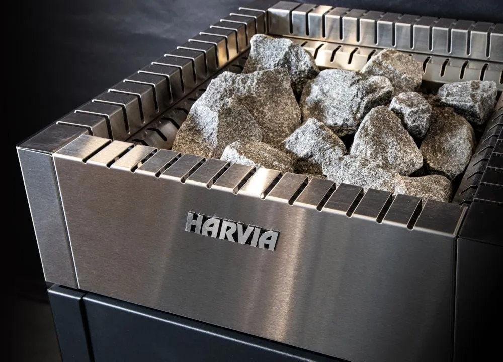 Harvia Qube heater in a sauna interior