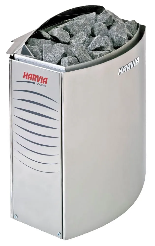 Harvia Vega BC45E-BC90E wall heater in stainless steel, product photo