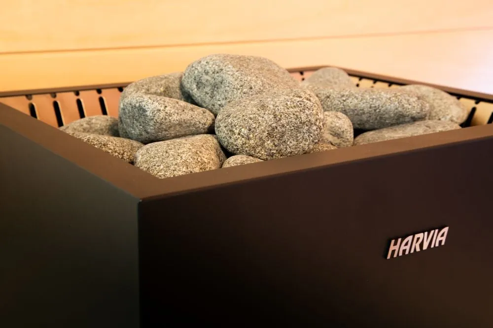 Harvia Virta Wall heater in a sauna interior