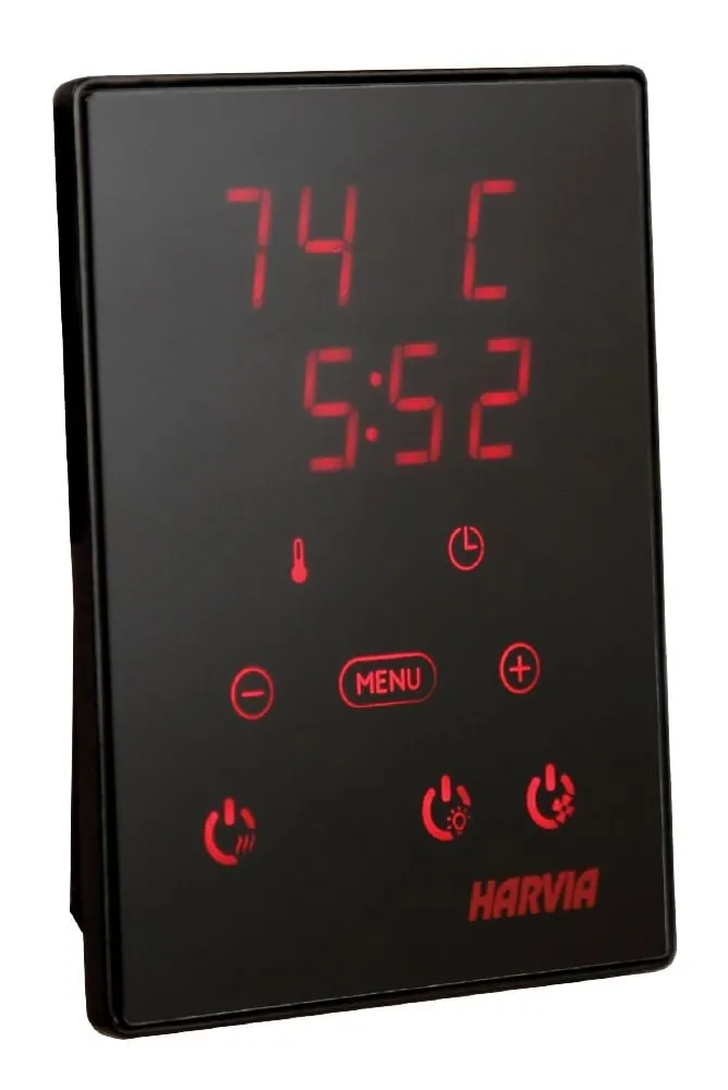 Harvia Xenio touch control panel and power unit, product photo